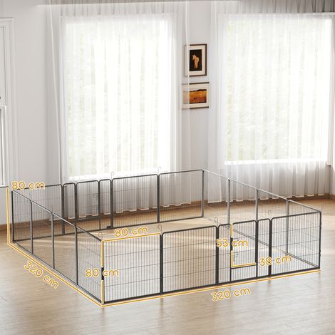 Parc pour chiots, enclos pliable en 16 pièces avec porte pour chiens de petite et moyenne taille, 3,2 x 3,2 x 0,8 m, gris (1/5)