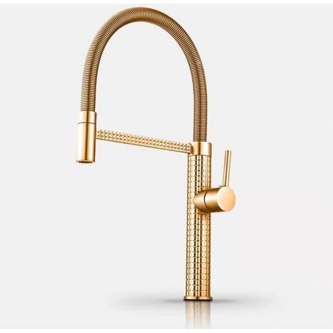 Cross-border kitchen faucet, universal swivel telescopic faucet for sink/basin, high-pressure pull-out spray head for hot and cold water - Gold version