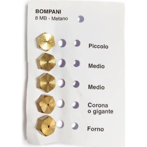 SERIE 5PZ UGELLI SPRUZZI GAS METANO PASSO 8MB PER CUCINE E FORNELLI