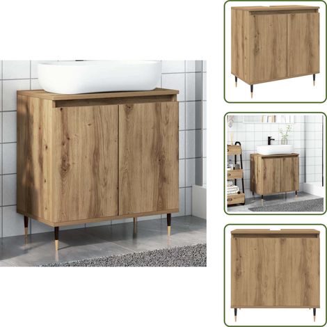 Armario de baño con puertas - vidaXL Armario de baño madera de ingeniería roble artisan 58x33x60 cm - Armario de baño con almacenamiento