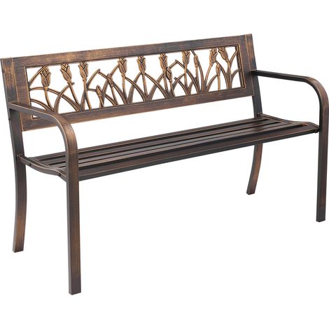VEVOR Panca da Esterno, 127 cm, Struttura in Acciaio al Carbonio con Schienale in Plastica con Motivo Floreale e Braccioli con Bordo Arrotondato, Panca da Esterno alle Intemperie per Patio