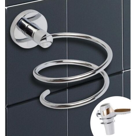 Wall mount for hair dryer silver Modern design, installation with drilling, for bathroom (1/5)