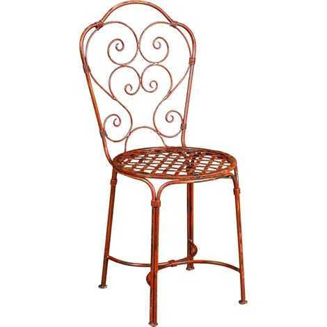 Wrought iron chair 97x40x45 cm Round seat chairs Antique iron chairs Vintage garden and terrace chairs Outdoor and Indoor (1/5)