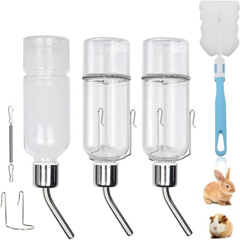 Biberon pour Lapin 350 ML avec Support Bouteille d‘Eau Accroche pour Rongeurs Hamster Cochon d‘Inde Chinchilla (1/5)