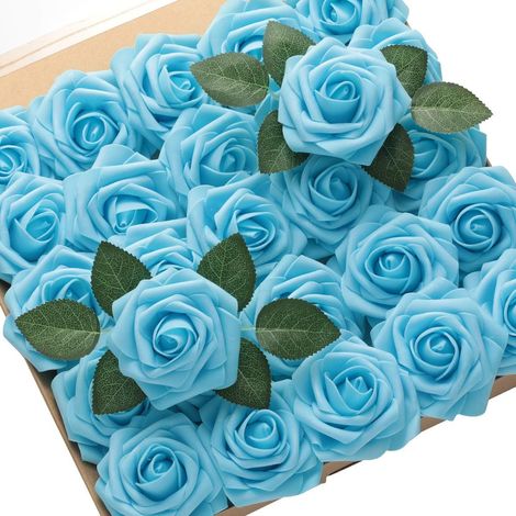 25 roses artificielles réalistes en mousse, idéales pour la décoration de bouquets de mariage, centres de table, compositions florales et décorations de fête. (1/5)