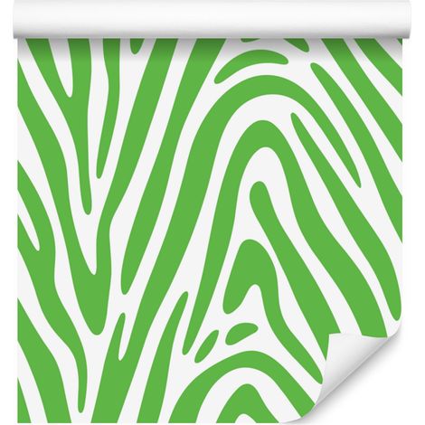 Papel pintado de rayas de cebra verdes y menta para salón y dormitorio, 50x1000 cm. (1/5)