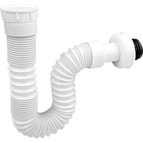 1 Siphon Lavabo, Flexible Extensible 300-730 mm, Joint Silicone Anti-Odeur, Pour Évier Cuisine Salle De Bain
