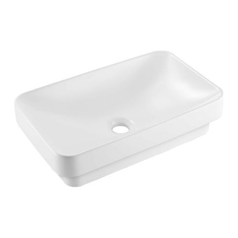 Halbeinbauwaschbecken Handwaschbecken 490 x 305 mm rechteckiges Aufsatzwaschbecken mit 45 mm Abflussloch, modernes Einbauwaschbecken für kleine Räume Küchen Badezimmer Weiß (1/5)