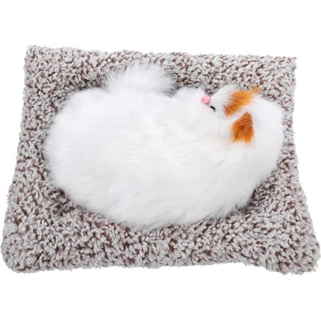 Ornements De Voiture De Chat De Charbon De Bambou Statue d'animaux Modèle Animal De Simulation Sacs De Charbon Jouets en Peluche Statue d'animal Pelucheux Blanche en Tissu (1/5)