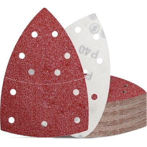 50 Disques Abrasifs Triangulaire Grain 40 11 Trous Pour Ponceuse Détail Bois Métal (1/5)