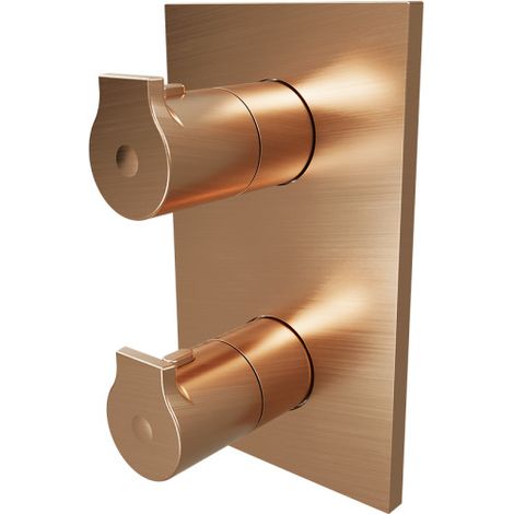 Facade douche thermostatique 2 sorties Or Rose Brossé Omega - CRISTINA ONDYNA OG75234P (1/2)