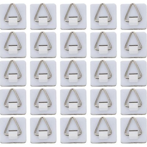 50 crochets muraux triangulaires sans perçage pour cadres photo (blancs)-2.4X2.4CM-White (1/4)