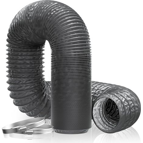 Conduit d'air Flexible Tuyau de Ventilation 100 mm x 5 m en Feuille d'aluminium et PVC pour Chauffage et Climatisation, Seche Linge, Ventilateur Extracteur Air (Ø100mm, 5 Mètres, Gris) (1/5)