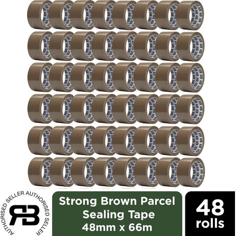 Brown Packing Tape 48mm x 66m Strong Parcel Box Tape, 48 Rolls (1/5)