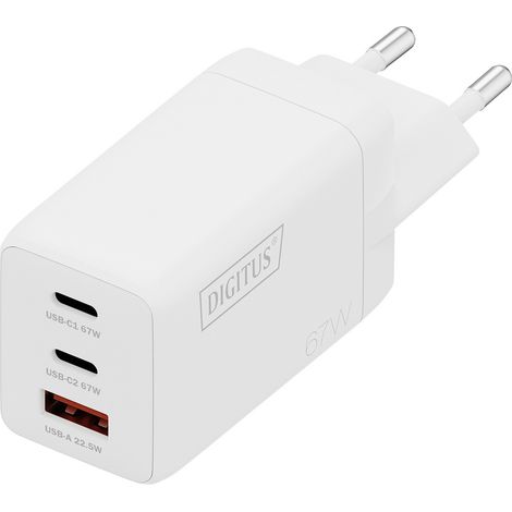 Digitus DA-10303 USB Ladegerät 67 W 1x USB-A, 2x USB-C®  Weiß