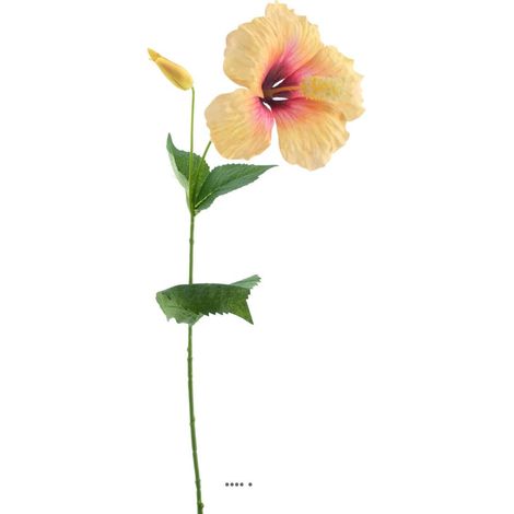 Hibiscus artificiel Jaune en branche - H 73 cm - L 14 cm - couleur: Jaune (1/3)