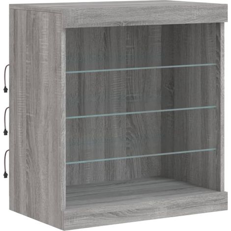 Sideboard with LED Lights Grey Sonoma 60.5x37x67 cm vidaXL