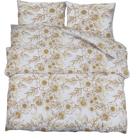 Ensemble de housse de couette,Parures de lit blanc et marron 260x220 cm Coton CFW33370 (1/5)