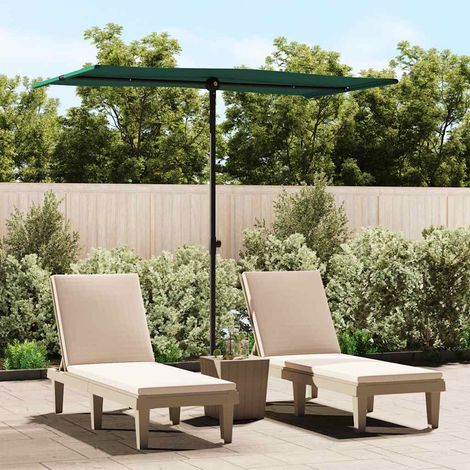 Parasol de Jardin Inclinable à 180° avec Mât en Aluminium Toile Polyester Vert 180 x 110 cm - PANGIVO (1/5)