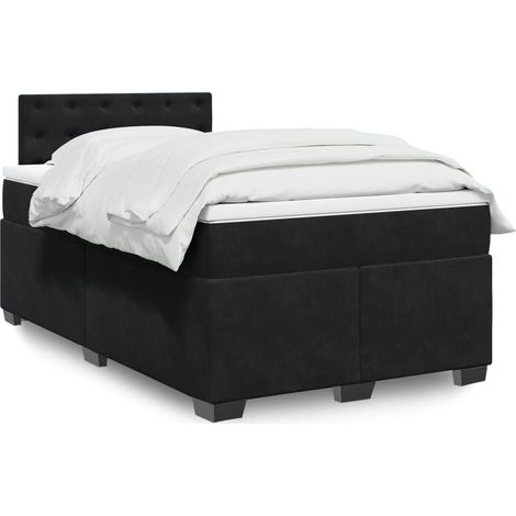 vidaXL Sommier à lattes de lit avec matelas noir 120x190 cm velours (1/5)