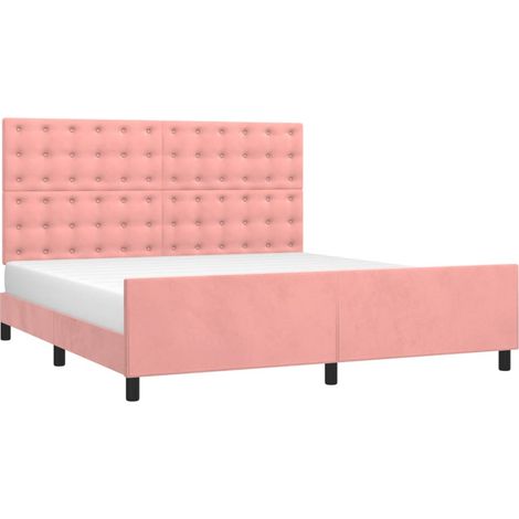 Cadre de lit sans matelas rose 160x200 cm velours vidaXL (1/5)