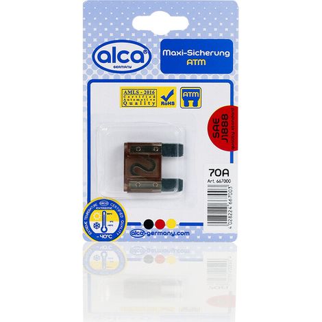 alca® Maxi-Sicherung 70A 1 St. Blister 32 V Farbe - braun Maxi Flachsicherung für Fahrzeuge LKW Bus Schwermaschinen Traktor Auto (1/2)