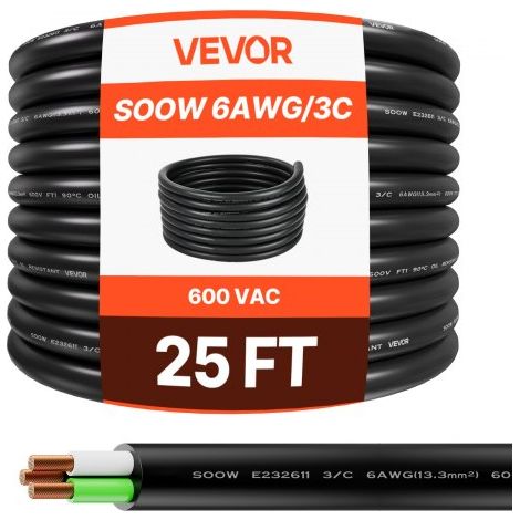 Câble d'Alimentation Rallonge Électrique 6 AWG (16 mm²) SOOW 3 (1/5)