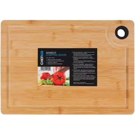 Chef Aid Planche à Découper Bambou 35 x 25 x 1,5 cm – Planche de Cuisine Stable avec Rainure à Jus et Pieds Antidérapants Pour Viande Légumes Fruits et Fromage (1/3)