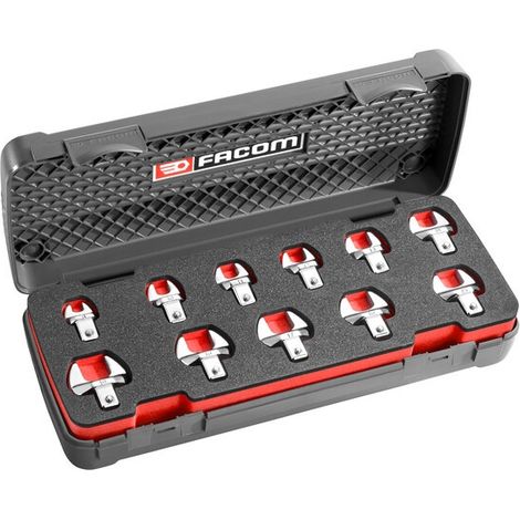 Facom – Coffret cliquet et douilles 11 embouts 9x12mm – Pour usage intensif – Acier au chrome vanadium – Coffret de rangement inclus (1/3)
