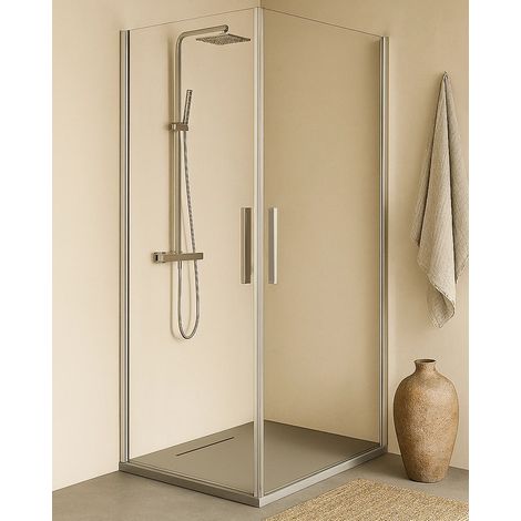 Box doccia 70x80 doppio battente vetro temperato 6 mm 195 H cromo Linje (1/5)