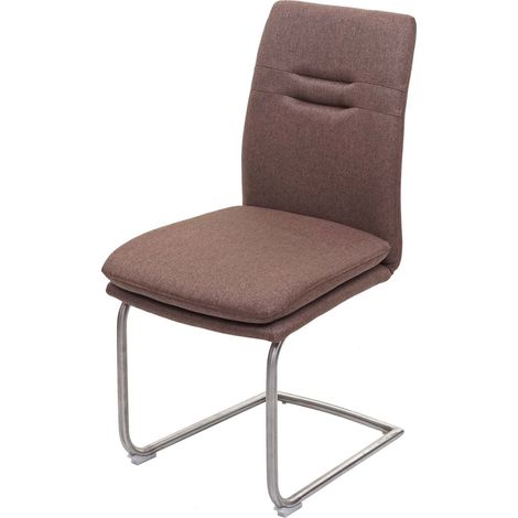 Sedia sala pranzo soggiorno cucina moderno HHG-927 struttura a slitta tessuto marrone