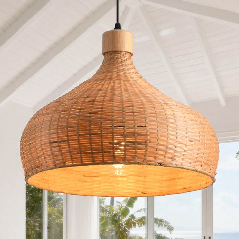 Parrot Uncle Rattan Pendelleuchte 45 cm Skandinavisch Boho Hängelampe E27 höhenverstellbar Wohnzimmer Esszimmer Schlafzimmer ohne Leuchtmittel