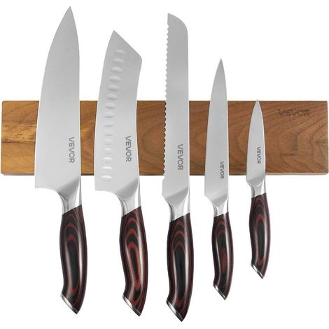 Set de Couteaux de Cuisine 6 Pièces Lames Acier Damas 67 Couches avec Porte-Couteaux Magnétique Mural Manche Bois de Pakka (1/5)