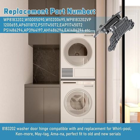 WP8183202 8183202 Charnière de Porte de Lave-Linge, pièces de Rechange pour Whirlpool Duet/Kenmore Elite 5000 3000 (1/5)