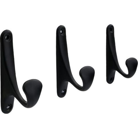 8 Pièces Crochets Muraux Noirs, Crochets à Manteau Noir Mat, Crochets Simples avec Vis, Patères en Alliage d'Aluminium pour (1/3)