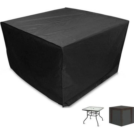 Housse de Protection pour Table de Jardin 160x160x80cm, Tissu Oxford 210D Anti-UV, Carré Noir (1/5)