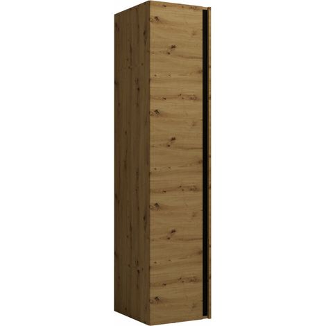 Armoire Pinis II, Chêne Artisan + Noir, 186x40x44cm, Portes d'armoire: Avec des charnières, Nombre d'étagères: 2