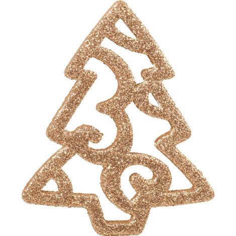 Ciondoli a forma di albero di Natale con glitter dorati - Set da 6 (1/2)