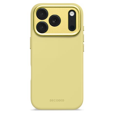 Funda trasera de silicona antimicrobiana Decoded - Funda protectora de silicona compatible con MagSafe para iPhone 17 Pro (amarillo Yuma)