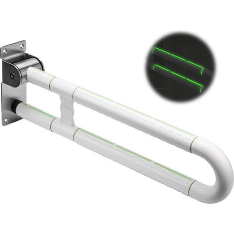 Barra de apoyo plegable para inodoro con mango antideslizante, barra de seguridad, soporta hasta 250 kg, soporte de baño de acero inoxidable para personas con discapacidad, personas mayores y mujeres (1/5)