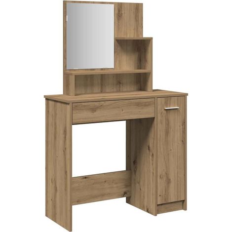 Dressing Table with Mirror Artisan Oak 86.5x35x136 cm vidaXL