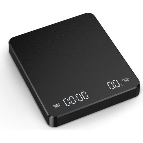Balanza para café, Recargable para café de filtro, balanza digital para espresso de 3 kg/0,1 g, 3 unidades, pantalla LED, Negra (1/5)