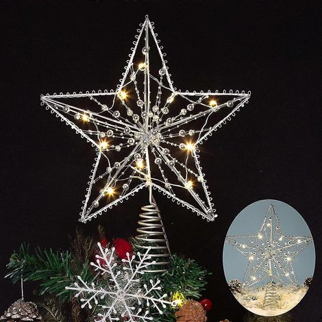 Décorations de sapin de Noël argentées en forme d'étoile (1/5)
