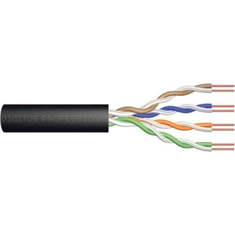 Cable U/UTP cat. 5e PE para exteriores, seco, negro FCA DK-1511-V-1-OD /100m/