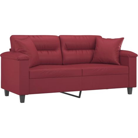 Canapé 2 places avec oreillers bordeaux 140 cm similicuir vidaXL (1/5)