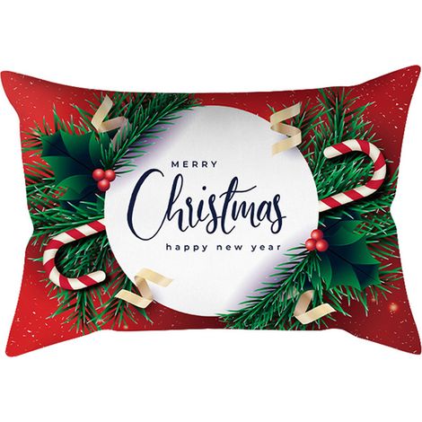 Housse De Coussin Longue - Décor De Noël - Pour Oreiller Cylindrique - Intérieur Et Extérieur - 1 Pièce (1/5)