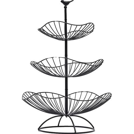 Cesta de frutas de 3 niveles, de metal, color negro. (1/2)