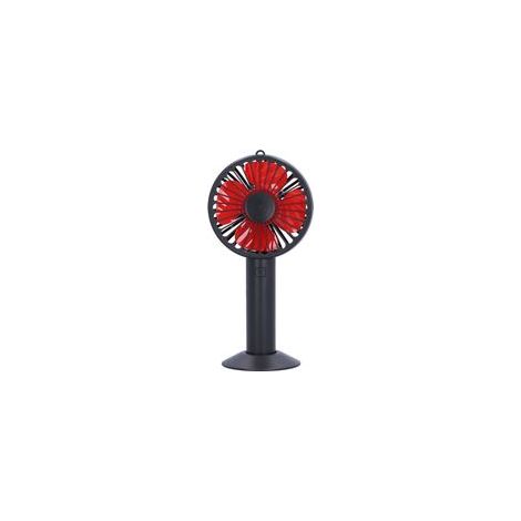 Ventilateur électrique portable à 4 pales et 3 vitesses réglables, rechargeable par USB, avec base (noir)