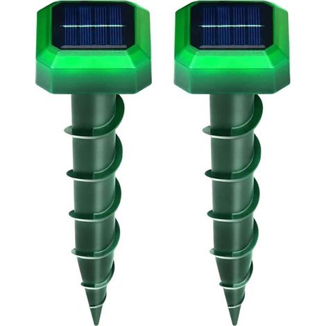 Set mit 2 Ultraschall-Maulwurfvertreibern – solarbetrieben – geräuschlos – für Rasen und Garten – rund (1/5)