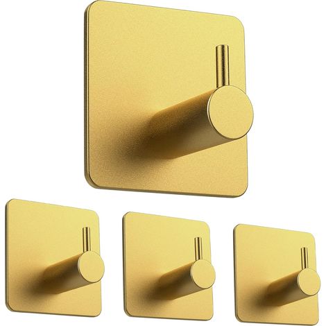 4er-Set selbstklebende Edelstahlhaken – Kein Bohren erforderlich – Für Küche und Bad – Gold (1/5)